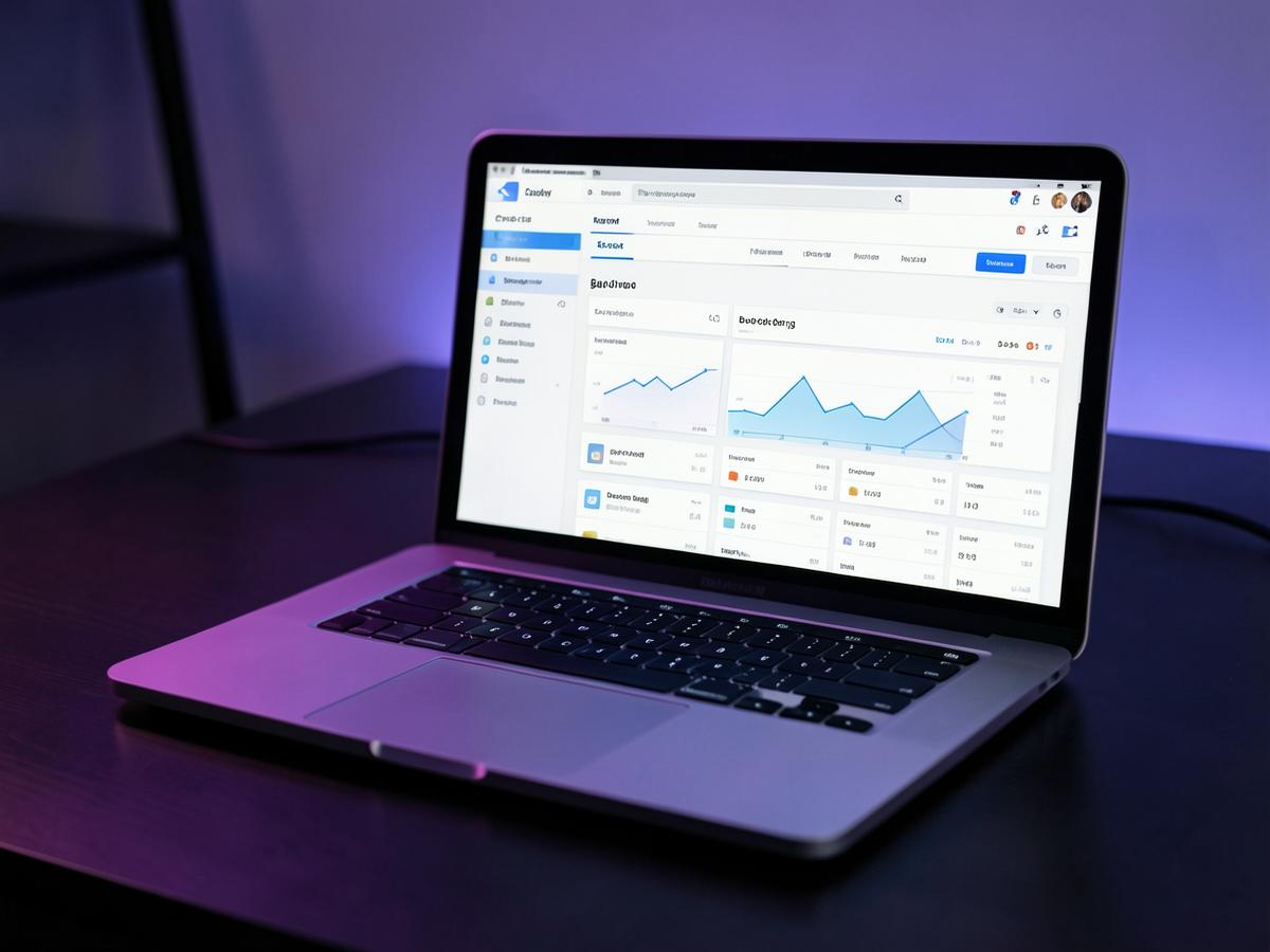 Custom CRM and booking dashboard on a MacBook