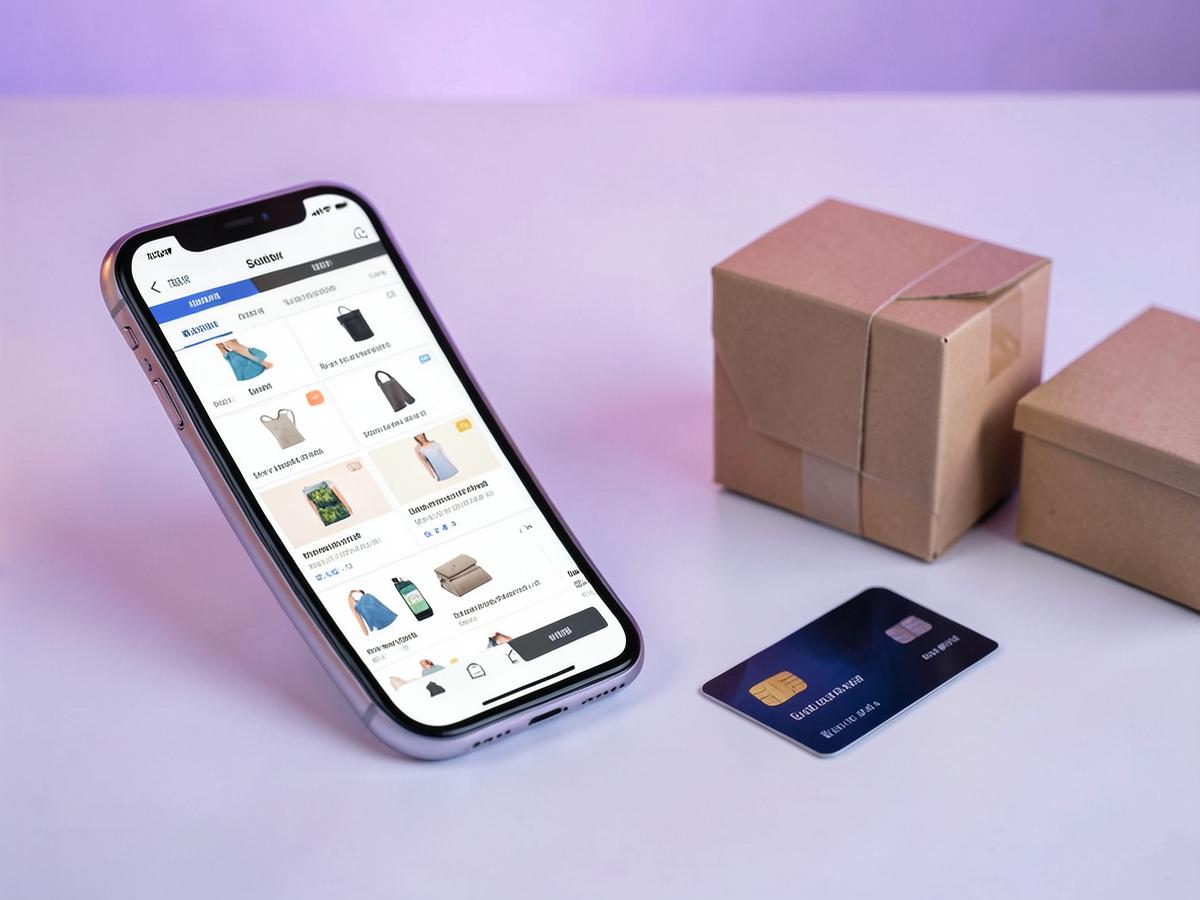 E-commerce checkout on a phone with card payment and parcels