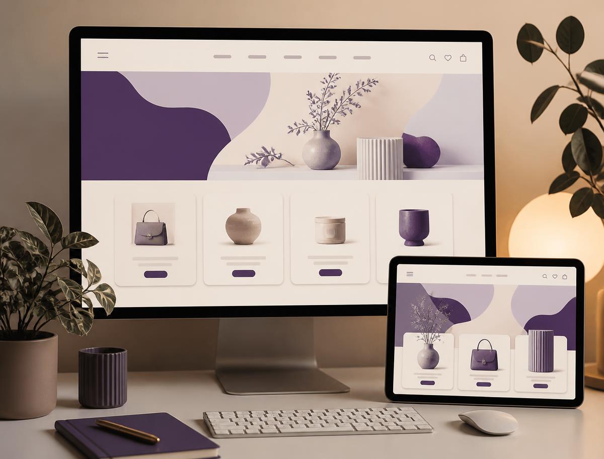 Responsive business website on a desktop monitor and tablet